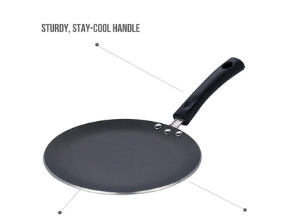 Vinod Concave Roti Tawa - 10.5 Inch Diameter - Griddle Pan - Crepe Pan - PFOA Free - Nonstick Pan - Designed For Quick & Uniform Cooking- Easy To Clean- Metal Spatula Friendly- Triple Riveted Handles