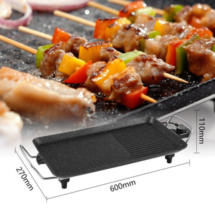Winning Star 1600W Electric Grill Pan Non-Stick Indoor Griddle Frying Grilling Breakfast