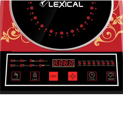 Lexical Germany 2200W Portable Induction Cooktop Touch Control LED Display 7 Cooking Functions EU Plug
