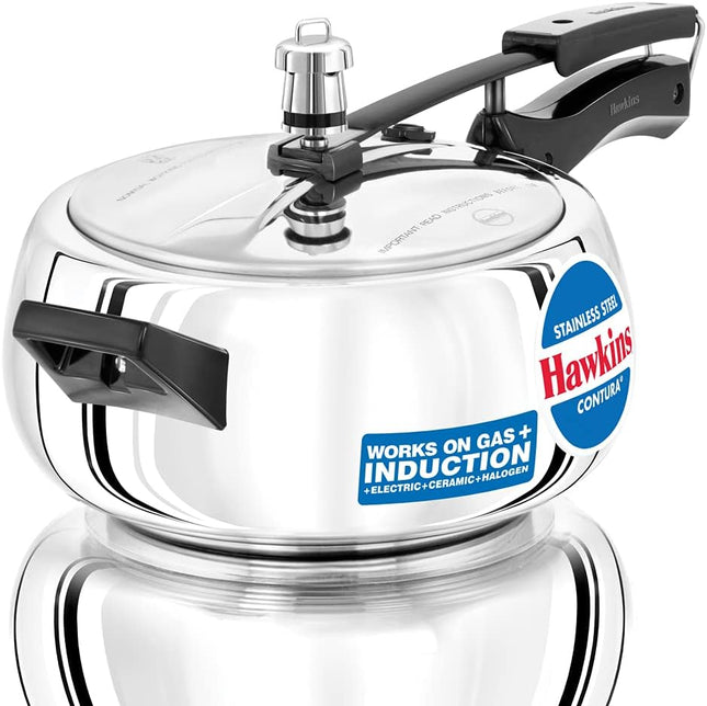 Hawkins Contura Pressure Cooker, Stainless Steel Cooker, Handi Cooker, Induction Cooker, Silver