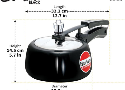 HAWKINS Hard Anodised Pressure Cooker, Aluminum, Contura Black