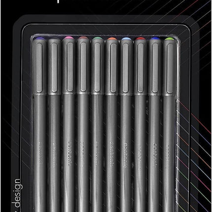 Pentonic Writing Pens Set Gel, Ballpoint & Glitter Gel Pens 0.6mm/0.7mm/1.0mm Fine Medium Tip Multicolour, 10 & 12 Pack for School Office Journaling Everyday Writing