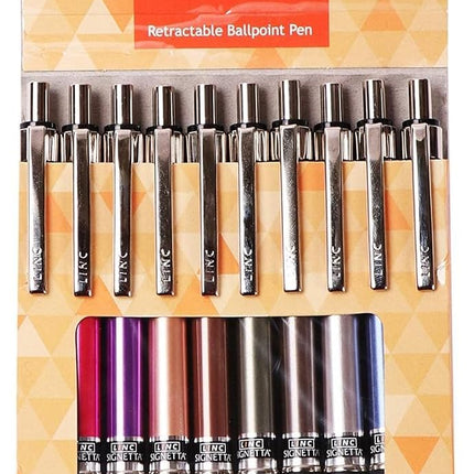 Linc Ball Pens Maxo Fine 0.7mm Pack of 10 Blue Black Ink Signetta Blue Ballpoint Pens