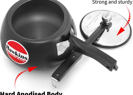HAWKINS Hard Anodised Pressure Cooker, Aluminum, Contura Black