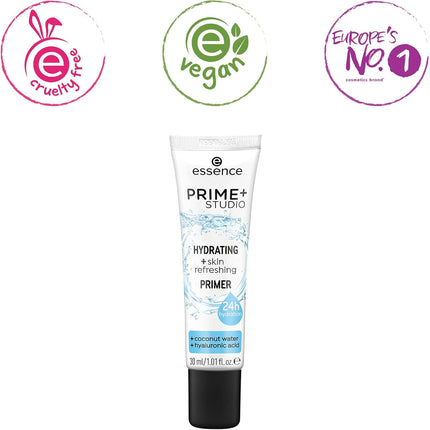 Essence Prime+ Studio Hydrating & Fresh Face Primer 30ml Makeup Base for Smooth Radiant Skin