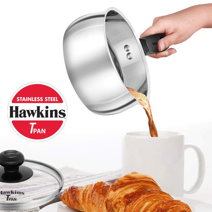 Hawkins Stainless Steel TPan 1L 1.5L 2L Saucepan Glass Lid Induction Gas