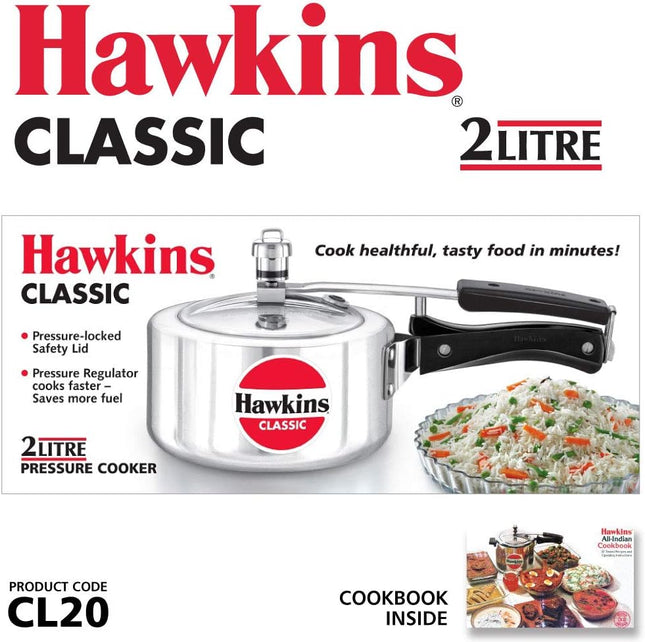 Hawkins Classic Aluminium Pressure Cooker for Kitchen | Gas & Induction Compatible | Durable Safety Valve | India