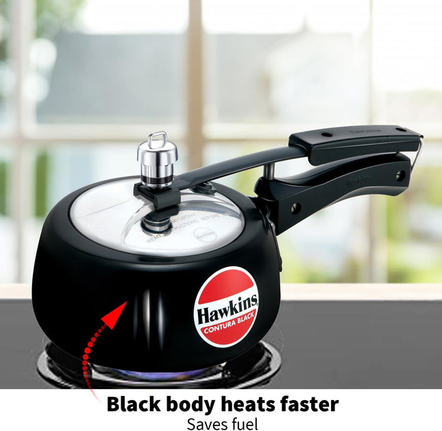 Hawkins Contura Hard Anodized Pressure Cooker 1.5L to 6.5L Curved Body Energy Efficient Cooker