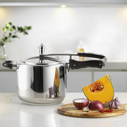 VINOD Stainless Steel Pressure Cooker 7 Litre Induction Compatible Outer Lid Heavy Duty Kitchen Rice Dal Curries Family Meals
