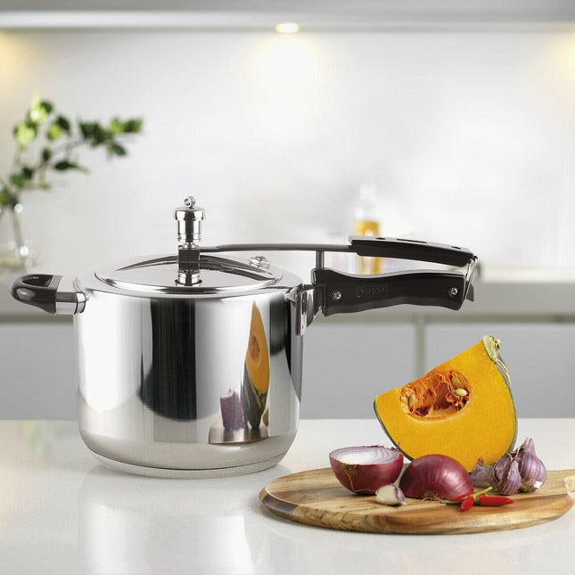 Vinod Pressure Cooker Stainless Steel, Outer Lid Induction Base Cooker, Indian, Sandwich Bottom, Cooking, Soups, and Rice Recipes, Quinoa (7 Litres)