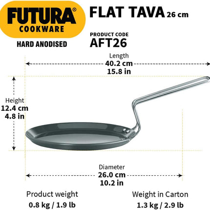 Hawkins Futura Hard Anodised Flat Tava 22cm 26cm Aluminium Griddle Dosa