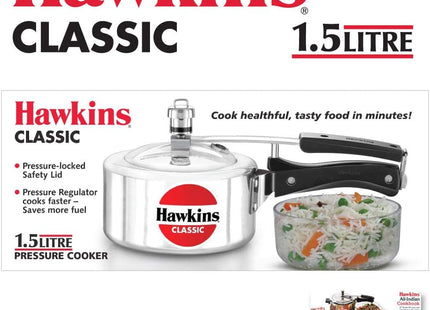 Hawkins Classic Aluminium Pressure Cooker for Kitchen | Gas & Induction Compatible | Durable Safety Valve | India
