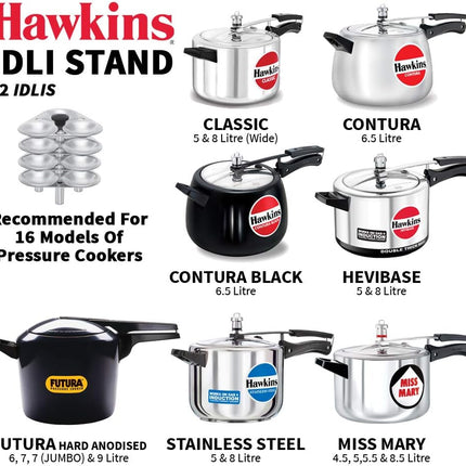 Hawkins Idli Maker Stand for 3L 5L Pressure Cooker Aluminium 12 Idli Steamer