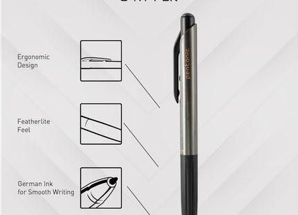 Pentonic GR-T Retractable Gel Pens, 10 Count, Black Ink, 0.7 mm Fine Point, Smooth Writing For Journaling, Note Taking, Office & School (1002363)