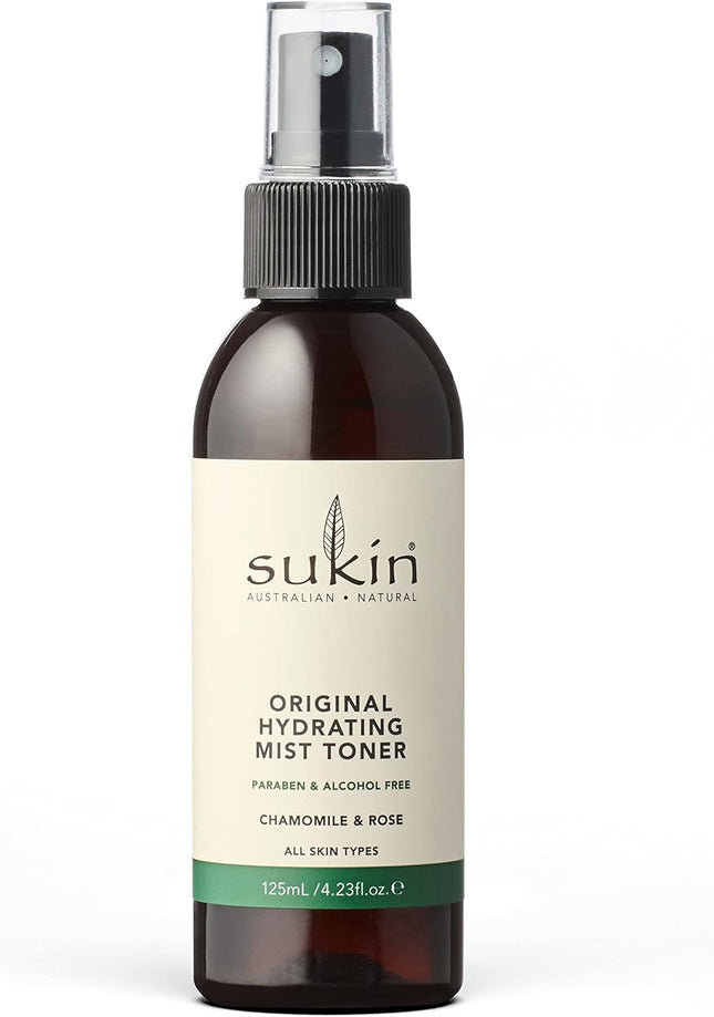 Sukin Signature Hydrating Mist Toner 125ml Alcohol-Free Face Toner Spray with Chamomile & Rosewater, Soothing, Hydrating & Refreshing, Vegan & Cruelty-Free