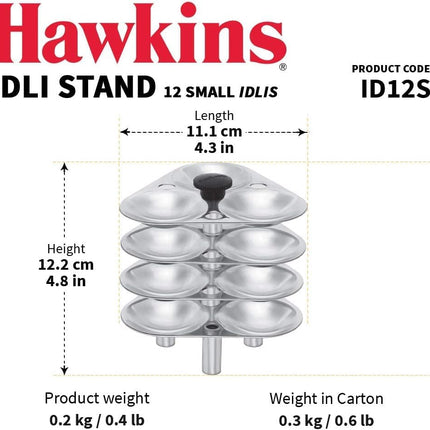 Hawkins Idli Maker Stand for 3L 5L Pressure Cooker Aluminium 12 Idli Steamer