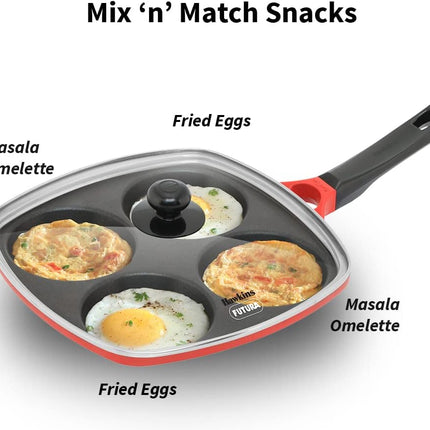 Hawkins 30cm Multi Snack Pan Non Stick Mini Uttapam Pan + Glass Lid