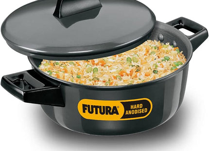 HAWKINS Futura 2 Litre Cook n Serve Bowl, Hard Anodised Saucepan with Hard Anodised Lid, Sauce Pan for Cooking and Serving Aluminium