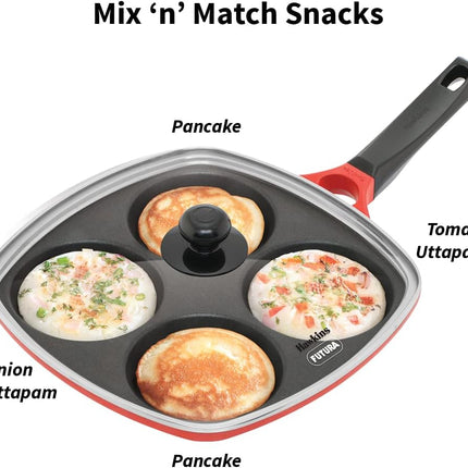 Hawkins 30cm Multi Snack Pan Non Stick Mini Uttapam Pan + Glass Lid