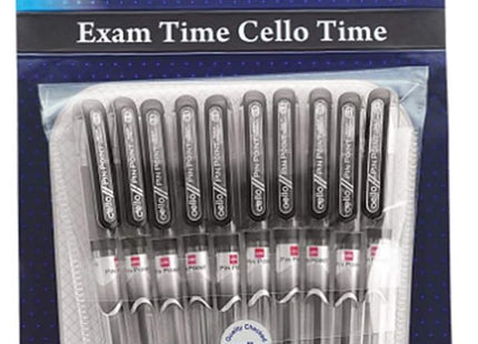 10 X Cello Pinpoint Fine Write Ball Point Pen Black Ink 0.5 Mm Tip
