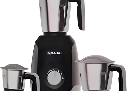 Bajaj Ninja Series Elegance 500W Indian Mixer Grinder with 3 Stainless Steel Jars, Dry & Wet Grinding, Chutney, Dosa Batter, Seeds & Spices Black Indian Plug + International Converter