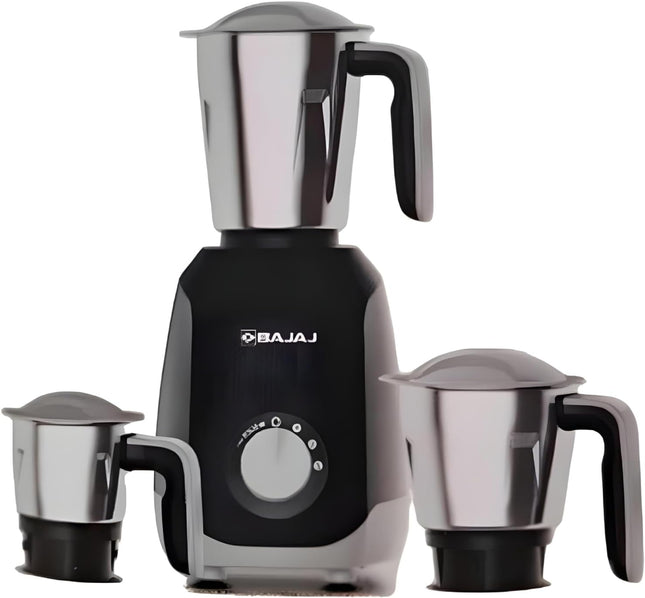 Bajaj Ninja Series Elegance 500W Indian Mixer Grinder â€“ 3 Stainless Steel Jars, Dry & Wet Grinding, Chutney, Dosa Batter, Seeds & Spices Black Indian Plug + International Converter