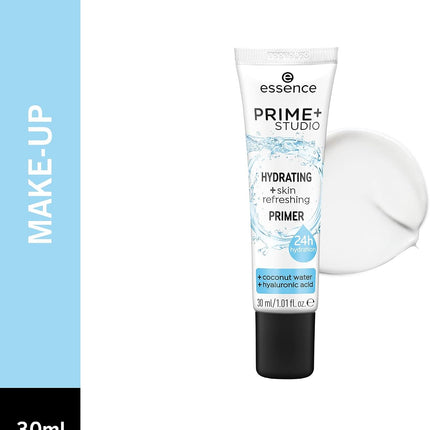 Essence Prime+ Studio Hydrating & Fresh Face Primer 30ml Makeup Base for Smooth Radiant Skin