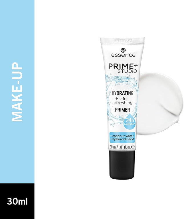 Essence Prime+ Studio Hydrating & Fresh Face Primer 30ml Makeup Base for Smooth Radiant Skin