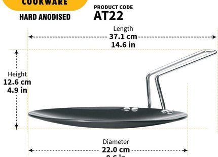 Futura Hard Anodised Concave Tawa with Steel Handle – Premium Non-Stick Griddle for Roti, Chapati & Paratha
