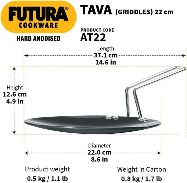 Futura Hard Anodised Concave Tawa with Steel Handle – Premium Non-Stick Griddle for Roti, Chapati & Paratha