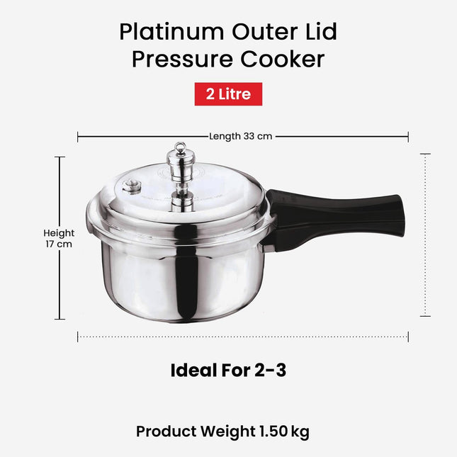 Vinod Platinum Triply Stainless Steel Outer Lid Pressure Cooker