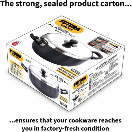 Hawkins Futura Non Stick 2.5L 3L Pan Lid Hard Anodised Aluminium Deep Frying