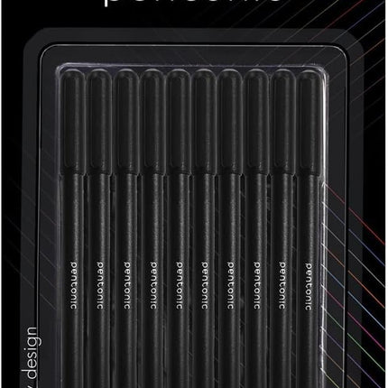 Pentonic Ballpoint & Frost Pens 0.7mm Fine Tip Pack of 10 Black Blue Red Smooth Writing Quick Dry Ink Stationery Set for School Office Home Notes Exams Journaling Everyday Writing