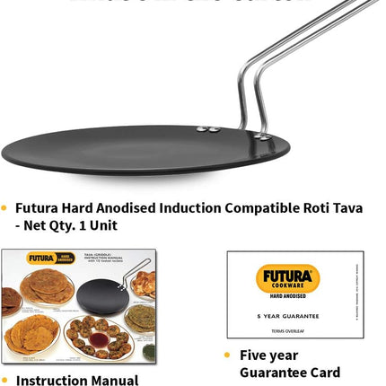 Hawkins Futura Hard Anodised Roti Tava 24cm Aluminium Griddle Roti Chapati Paratha