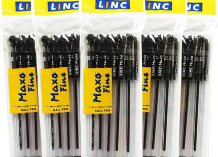 Linc Maxo Ballpoint Pens, BLACK, Pack of 10, Fine Point (0.7mm), Comfortable Grip, Everyday Pens for School Office Home Business
