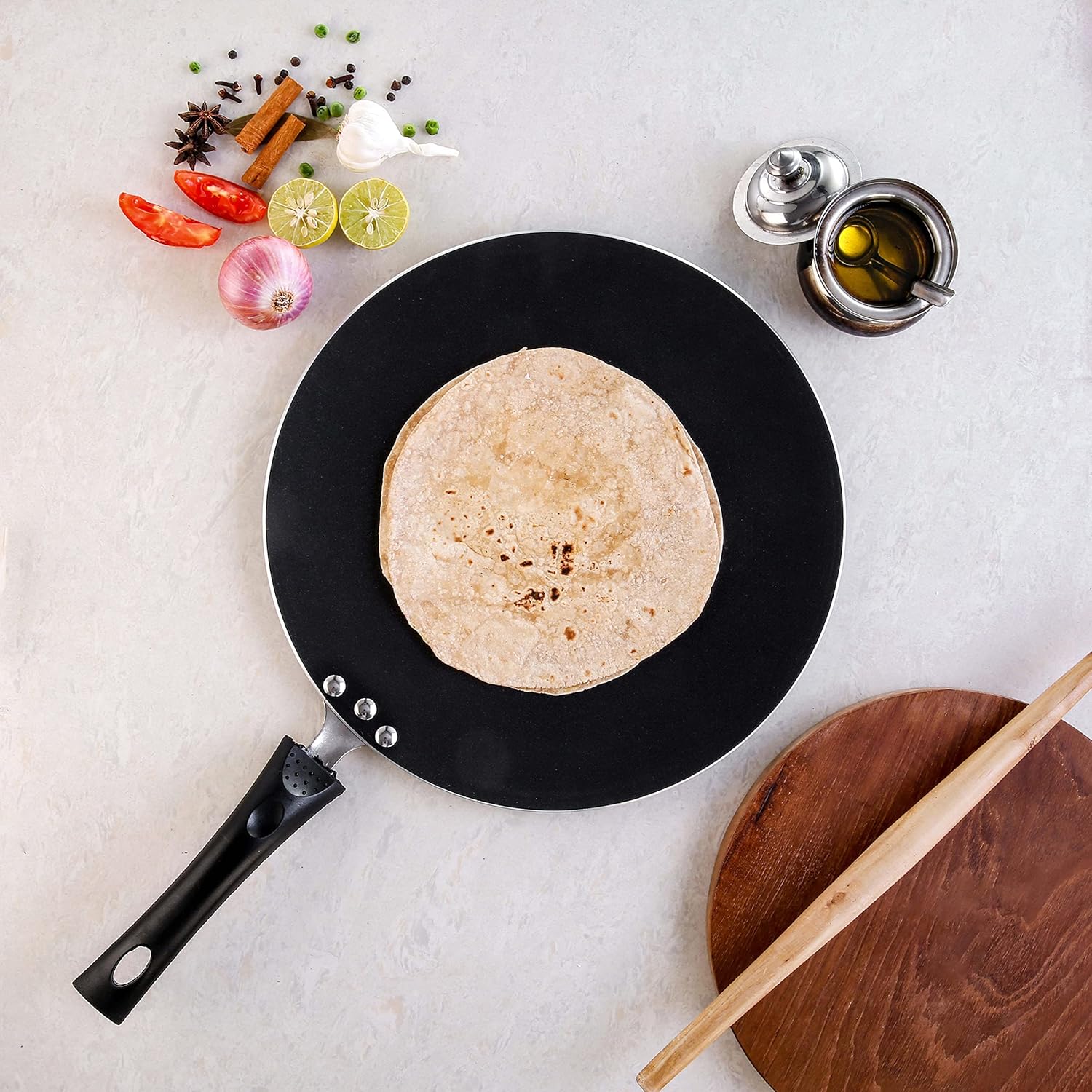 Tava Roti Pan Vinod Concave Roti Tawa - 10.5 Inch Diameter - Griddle Pan - Crepe Pan ...
