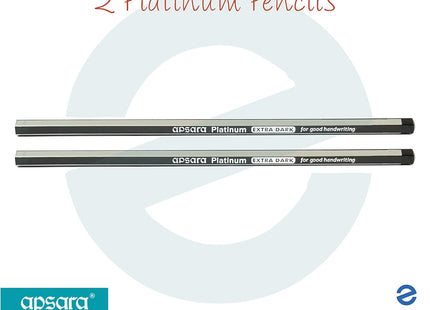 Apsara Platinum 5 Pieces Writing Kit - Pencils + Eraser + Sharpener + Ruler + ZOFAX Black Ball Pen