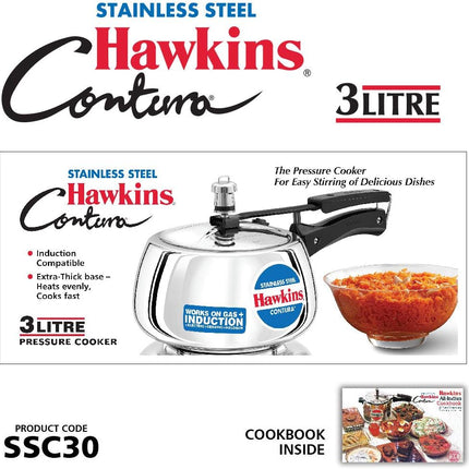 Hawkins Stainless Steel Pressure Cooker 2L 3L 3.5L 5L GAS Induction Compatible Base