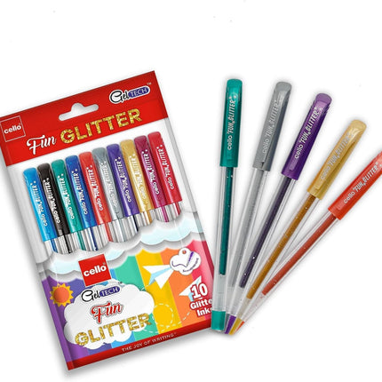 Cello Techno Tip Ball Pens Pack of 10 Blue Ink Smooth Writing Pens
