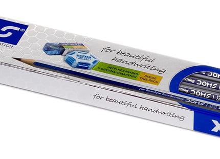 Doms X1 X-Tra Super Dark Pencils 1 Pack - 10 Pencils - 1 Eraser + 1 Sharpner + 1 Protection Cap Free