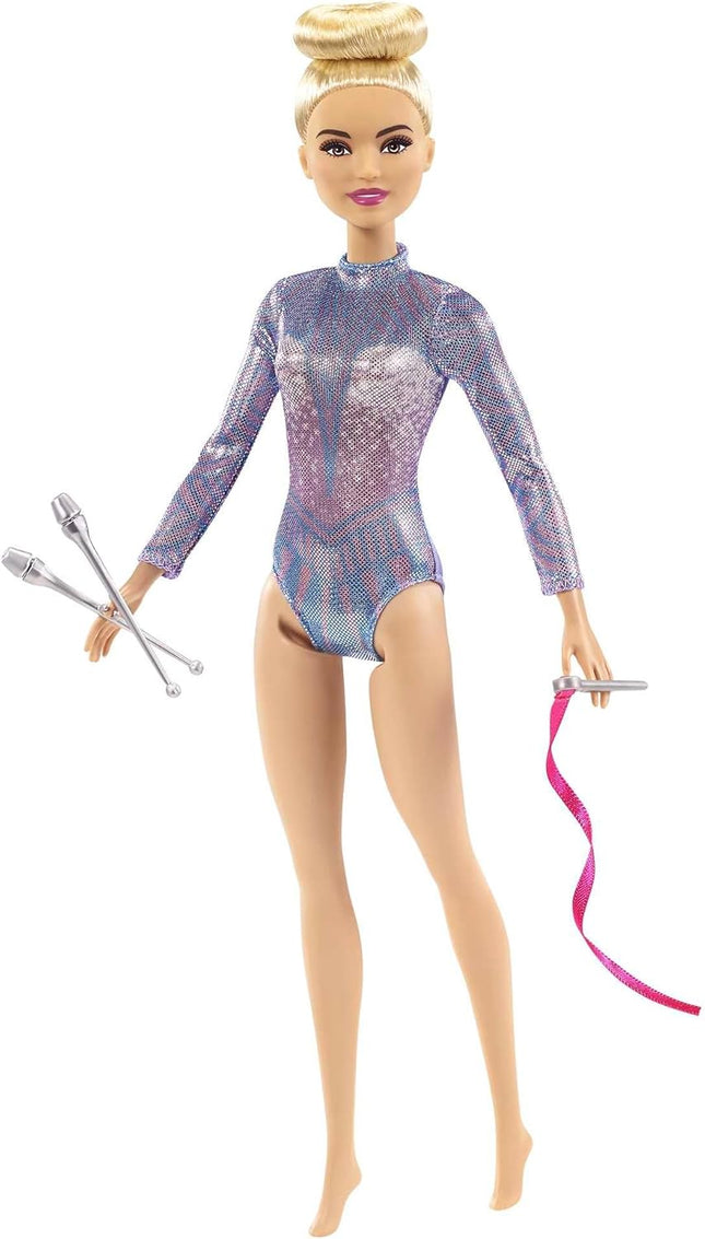 Barbie I Want to Be a Gymnast Rhythmic Doll – Blonde with Sparkly Outfit & Gymnastics Accessories – GTN65