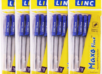 Linc Maxo Ballpoint Pens, BLUE, Pack of 10, Fine Point (0.7mm), Comfortable Grip, Everyday Pens for School Office Home Business