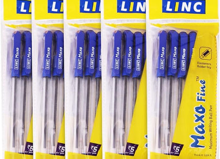 Linc Maxo Ballpoint Pens, BLUE, Pack of 10, Fine Point (0.7mm), Comfortable Grip, Everyday Pens for School Office Home Business