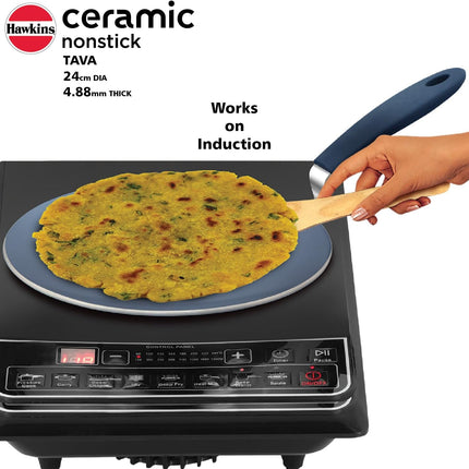 Hawkins Ceramic Non Stick Tava 24cm Induction Griddle with German Ceramic Coating