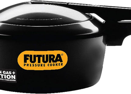 Hawkins Futura Pressure Cooker, Hard Anodised Pressure Cooker, Induction Cooker, Small Cooker, Black