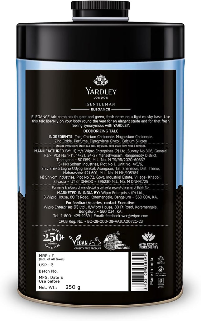 Yardley London Elegance Deodorising Talc for Men 250g