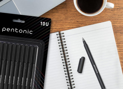Pentonic Ballpoint Pens | Black, Blue & Red Ink | 0.7mm Fine Tip | Smooth Writing | Pack of 10