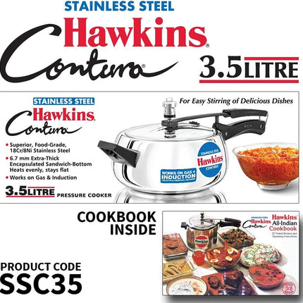 Hawkins Stainless Steel Pressure Cooker 2L 3L 3.5L 5L GAS Induction Compatible Base