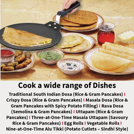 Hawkins Futura Hard Anodised Non Stick Flat Tava 26cm 30cm Induction Compatible Dosa Griddle Pan