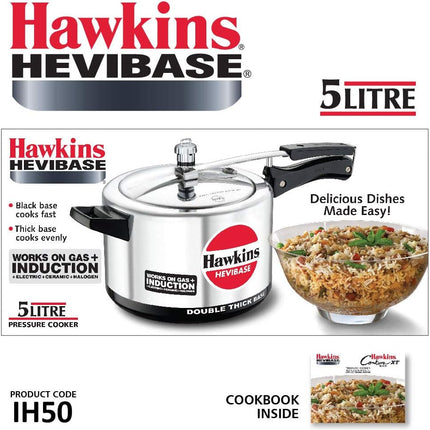Hawkins Hevibase Aluminium Pressure Cooker 2L 3L 5L 8L Heavy Base Induction Compatible Gas Electric Stoves